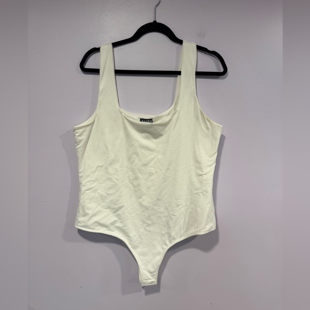 White Arula square neck bodysuit